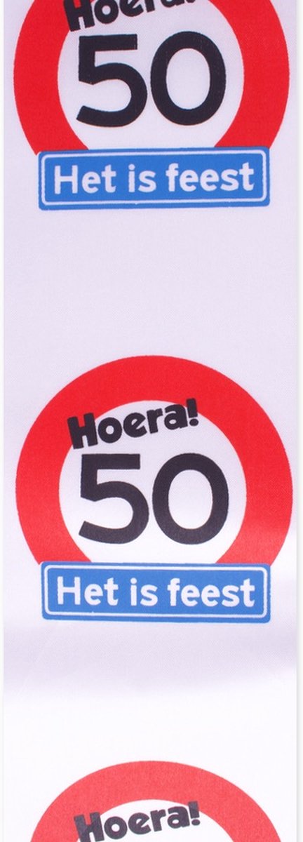 Decoratie sjerp | verjaardag | Hoera! 50 Het is feest tekst | Lengte ca. 72 cm.